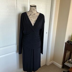 Long sleeve ruched waist knit dress